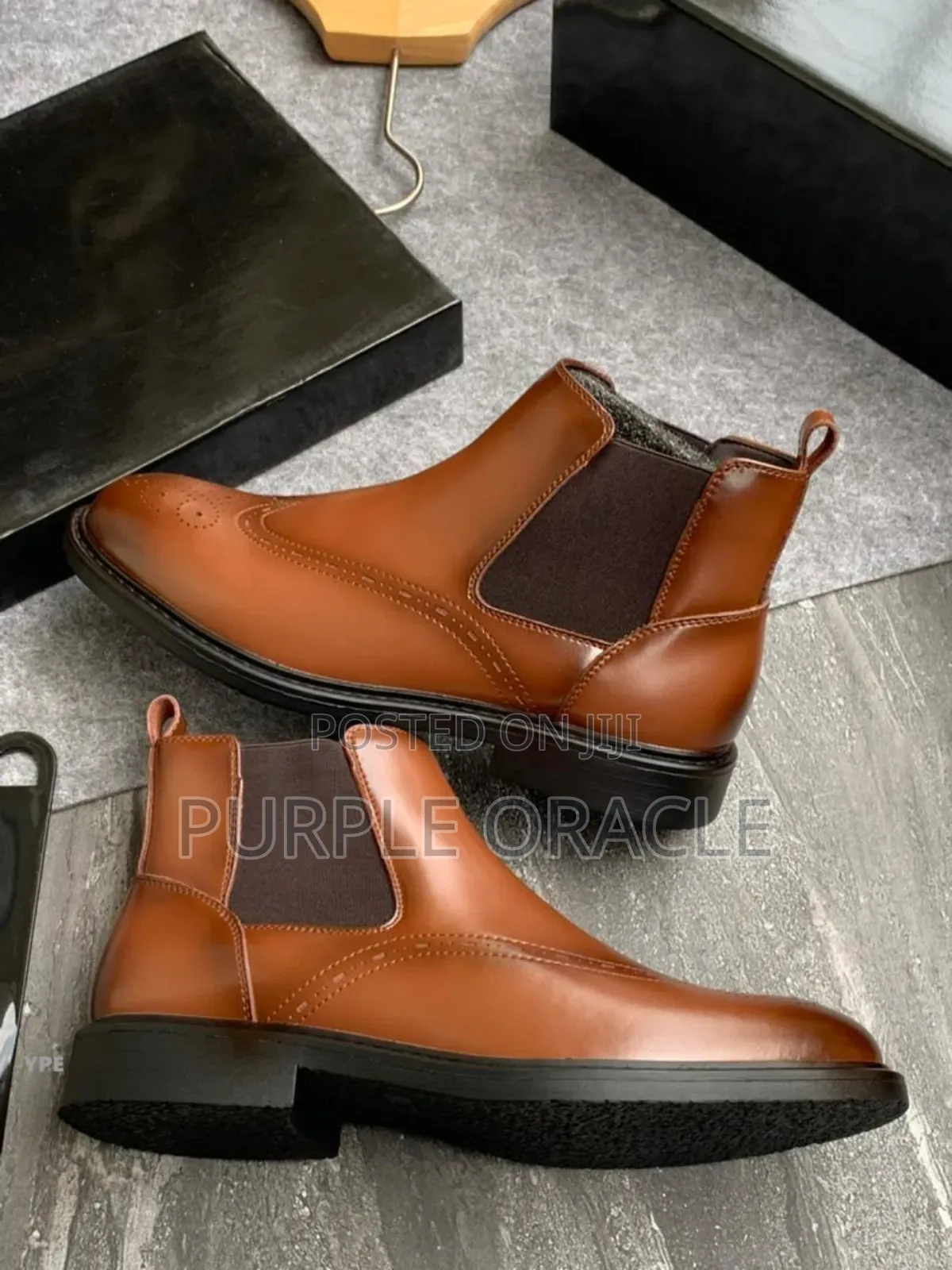 Men's Brown And Black Synthetic Leather Brogue Boot