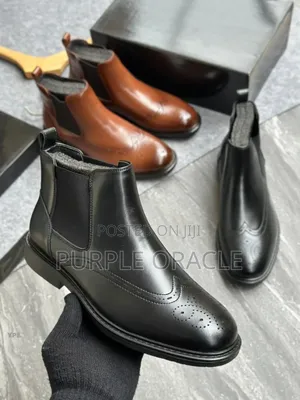 Men's Brown And Black Synthetic Leather Brogue Boot