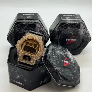 Gshock Digital Iced Bezel Rubber Strap Watch - Rosegold
