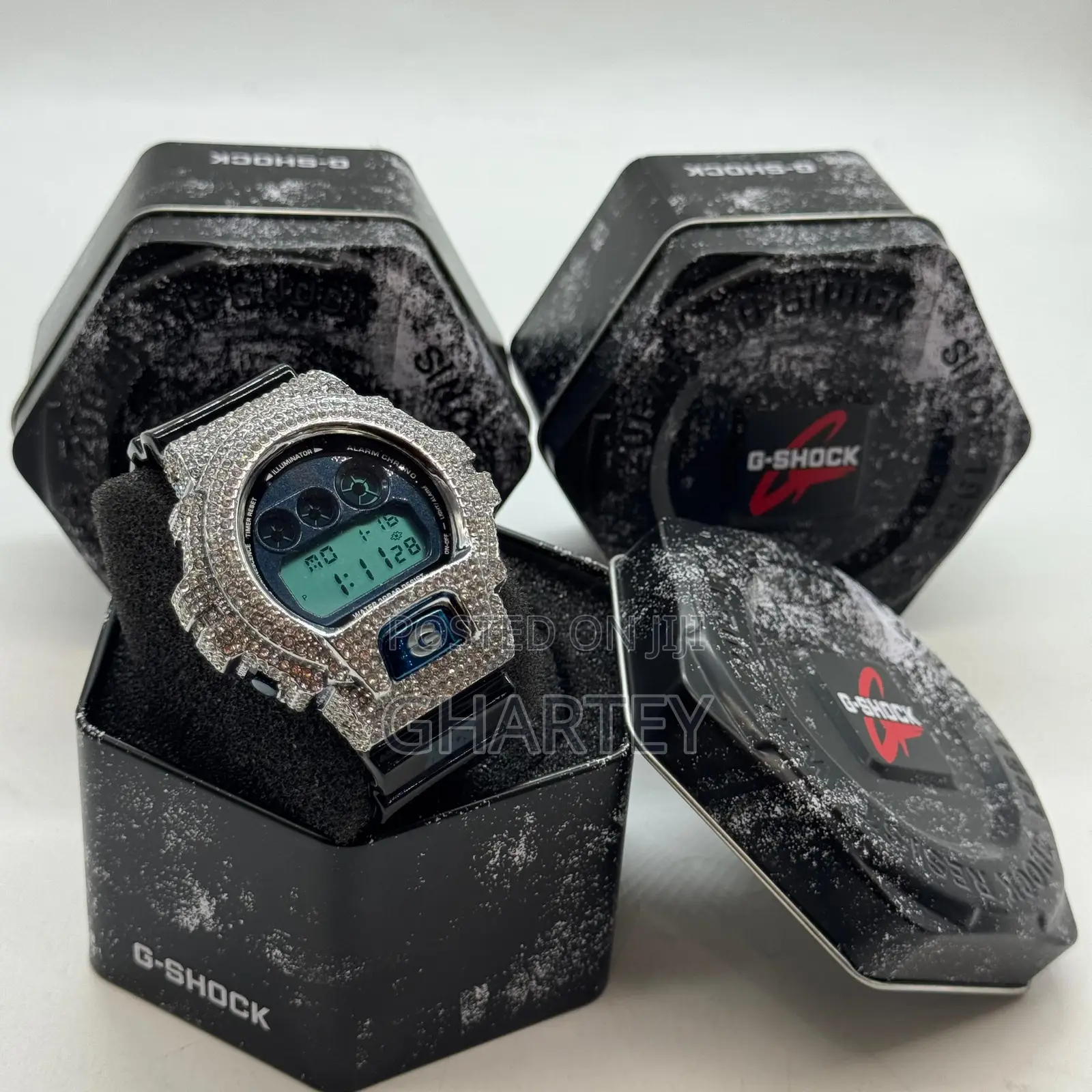 Gshock Digital Led Display Iced Bezel Luxury Sports Men’S Watch