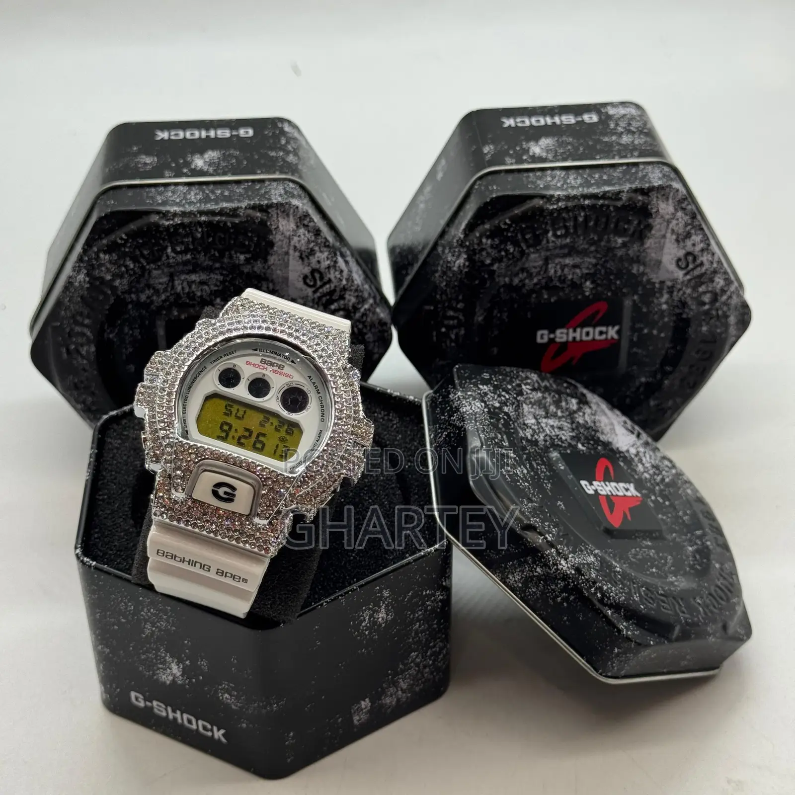 Gshock Digital Led Display Iced Bezel Luxury Sports Men’S Watch