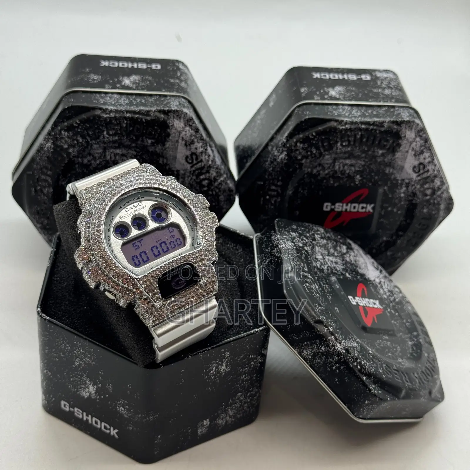 Gshock Digital Led Display Iced Bezel Luxury Sports Men’S Watch