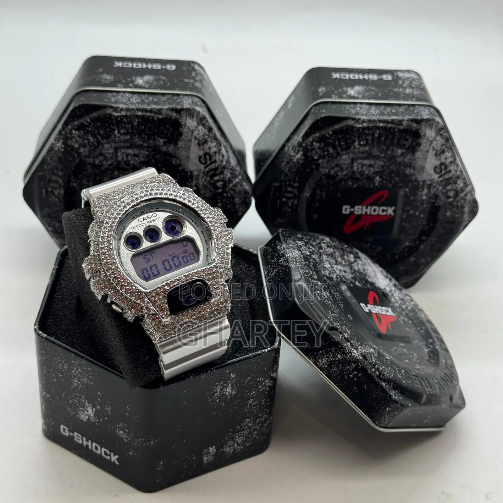 Gshock Digital Led Display Iced Bezel Luxury Sports Men’S Watch