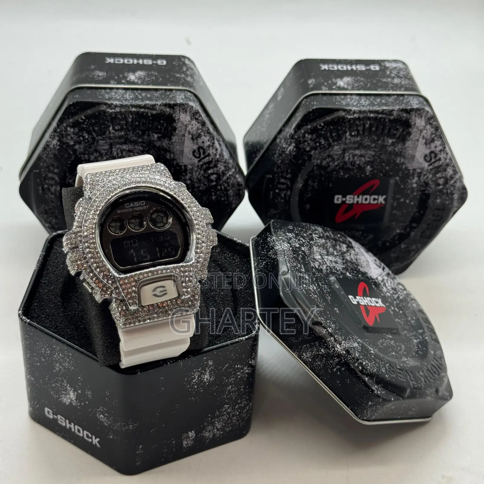 Gshock Digital Led Display Iced Bezel Luxury Sports Men’S Watch