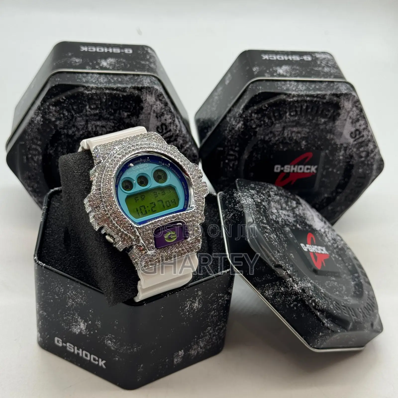 Gshock Digital Led Display Iced Bezel Luxury Sports Men’S Watch
