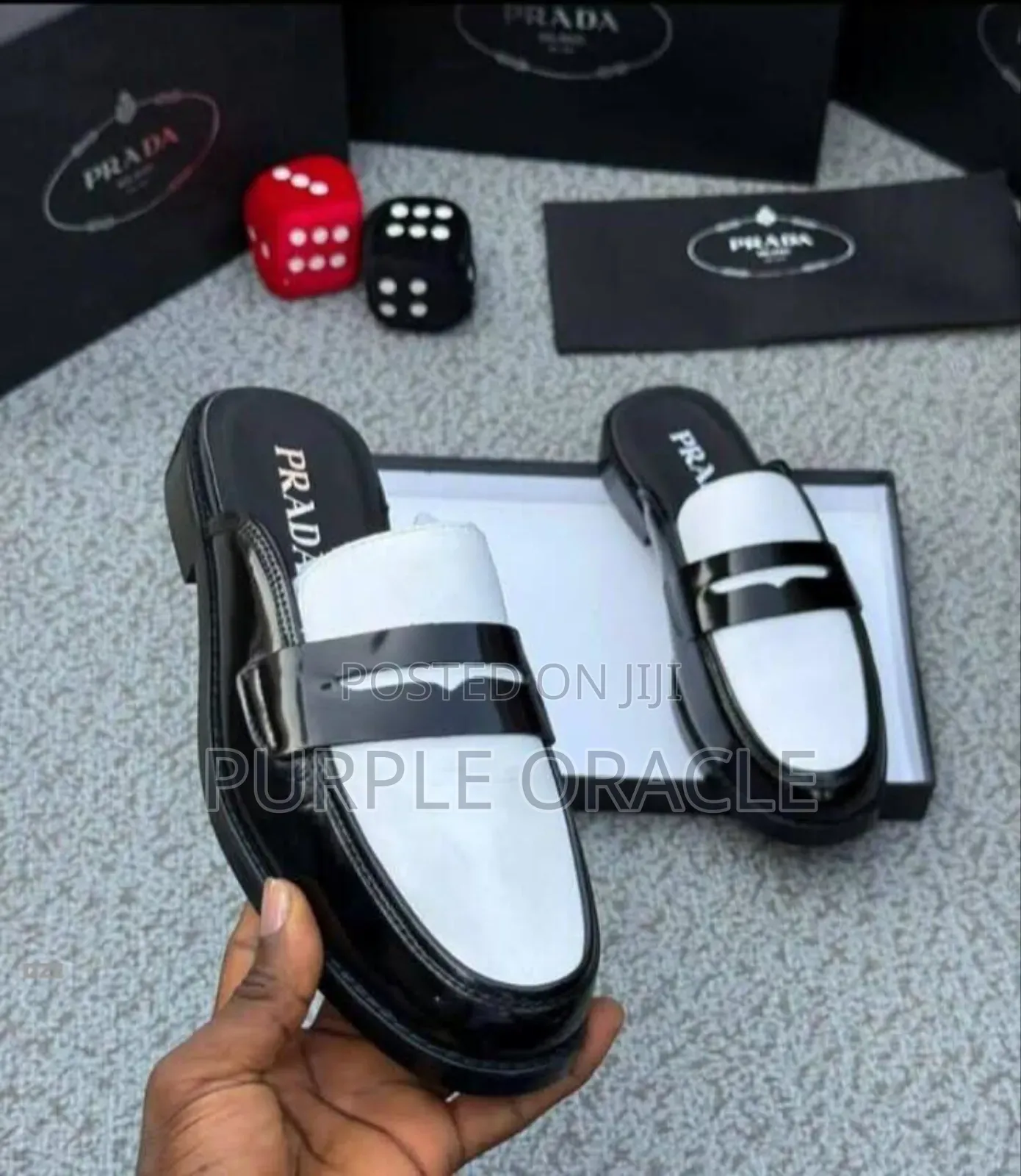 Prada Black and White Half Shoes