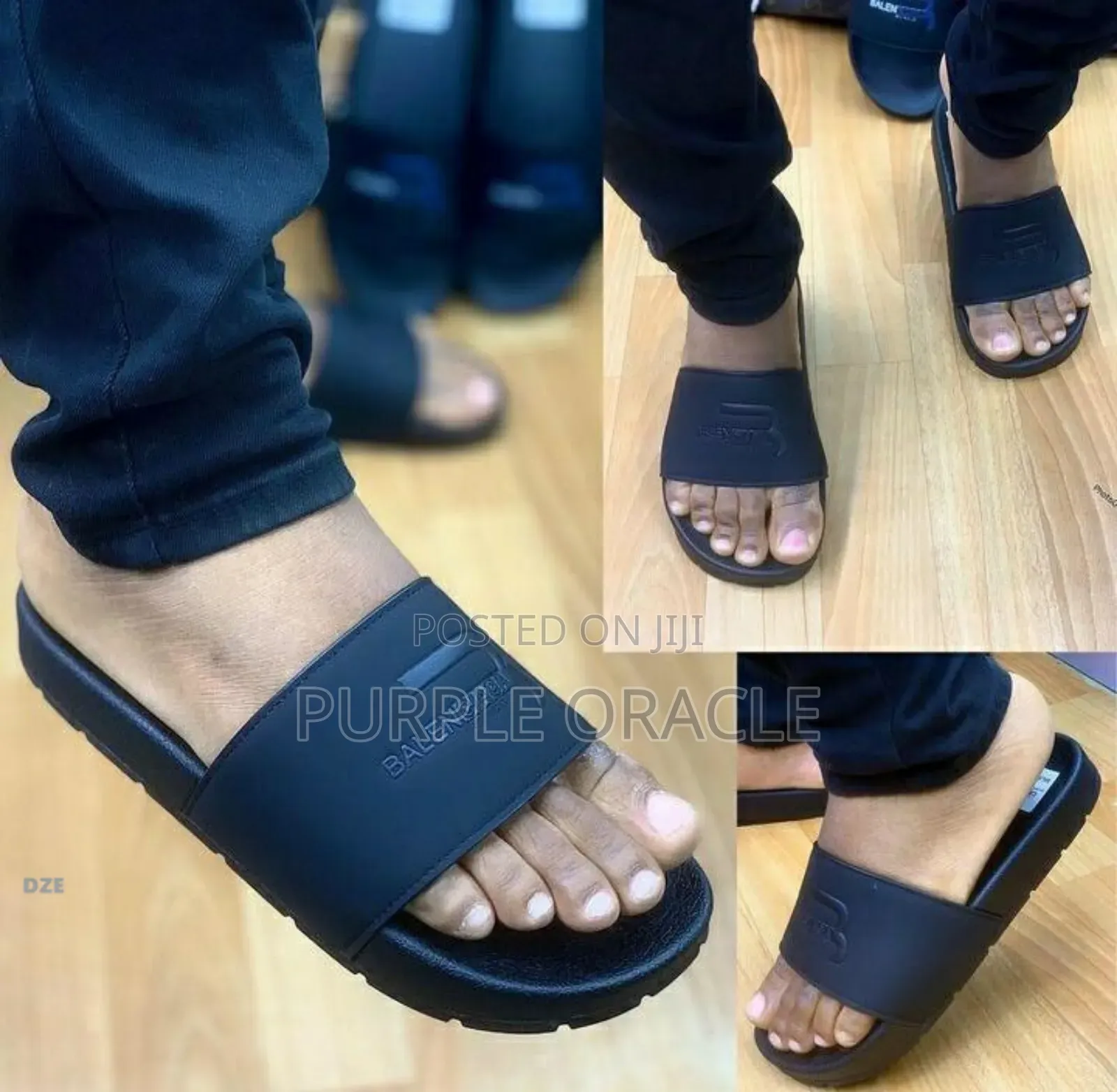 Balenciaga Black Slides For Gentlemen
