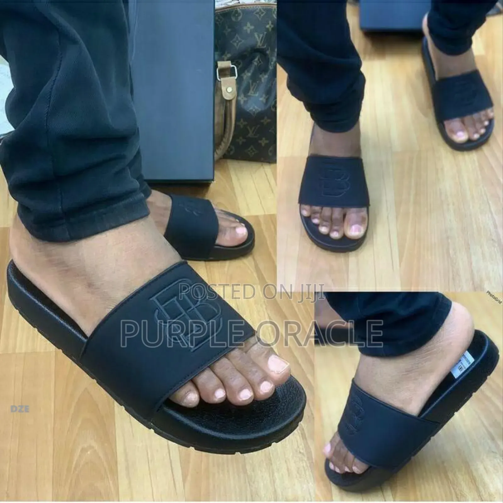 Balenciaga Black Slides For Gentlemen