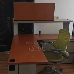 Office Desk and Metal Cabinet