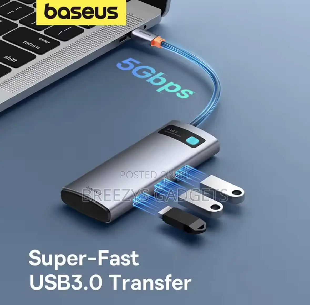 Baseus 7-in-1 Gen 2 Usb C Hub at 60hz Hdmi 3* Usb 3.0 Pd 100w Type C