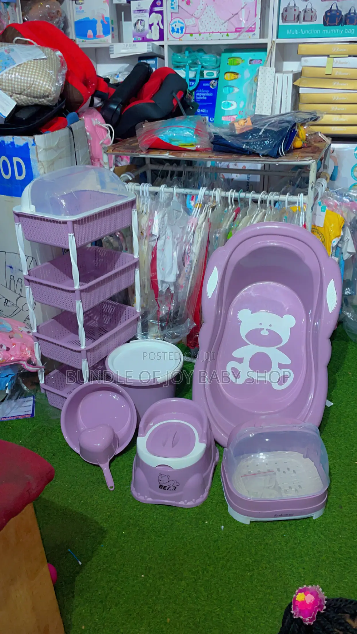 Baby Bath Set With Stand and Bottle Storage Rack