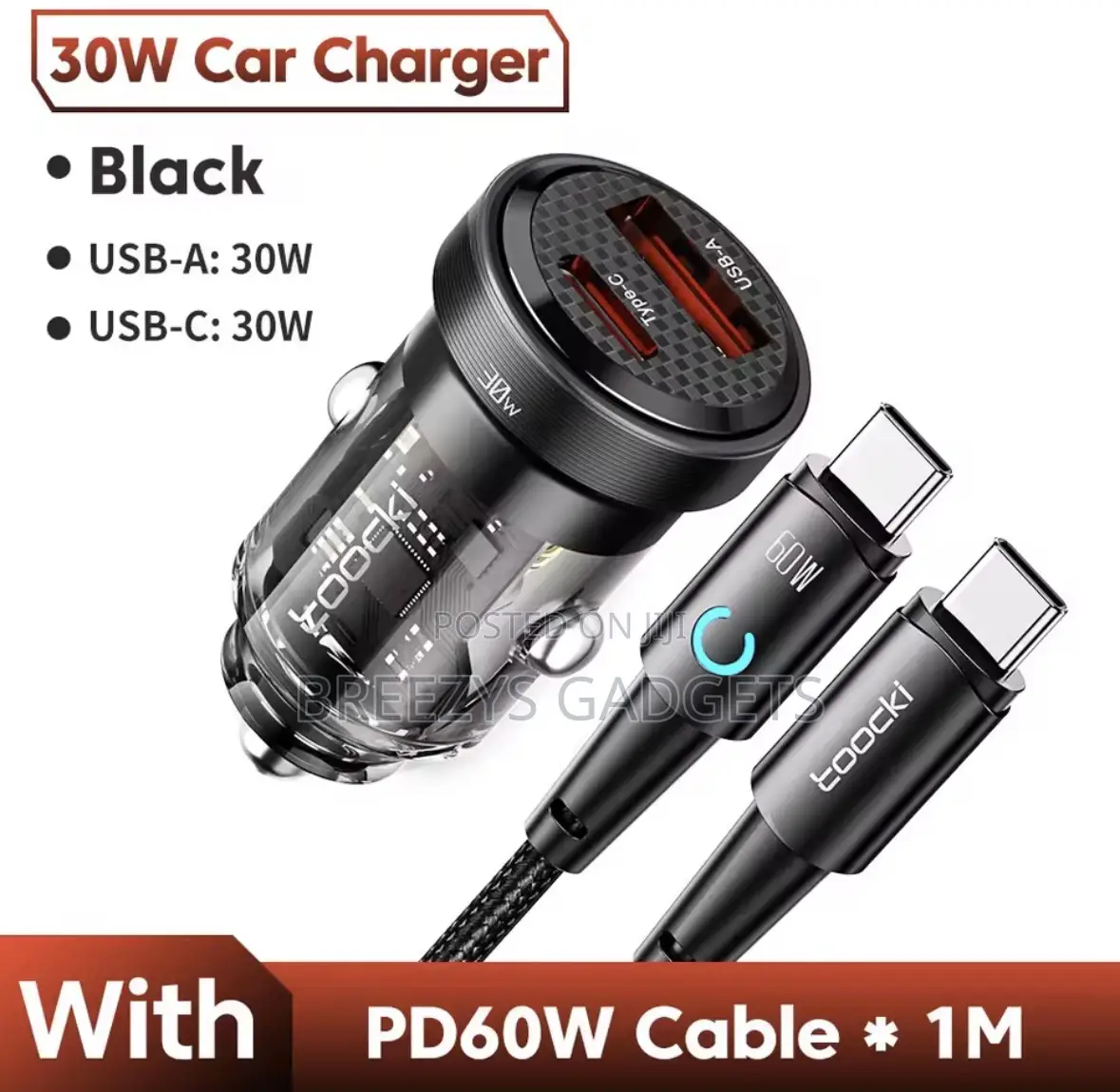 Toocki 33w 5a Qc Pd 3.0 SCP Car Charger Quick Charge4.0 Usb Type C