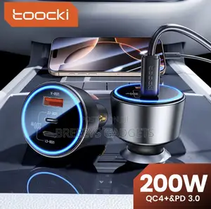 Toocki 200w Car Charger Usb Type C Qc 4.0 PPS 45w Pd 100w Fast Charger