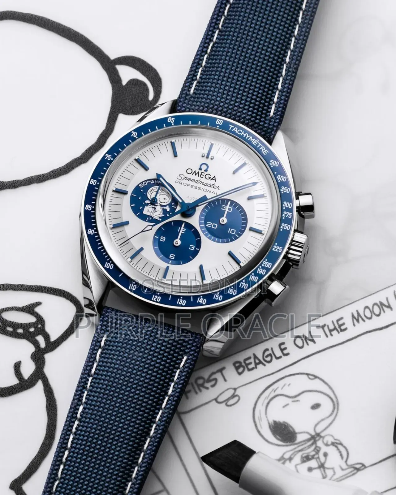 Omega Speedmaster Moonwatch Silver Snoopy Award50th Anniversary Watch.
