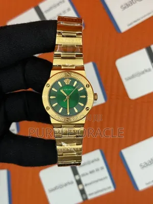 Versace Greca Green Dial Gold Steel Strap Ladies Watch Vevh00720