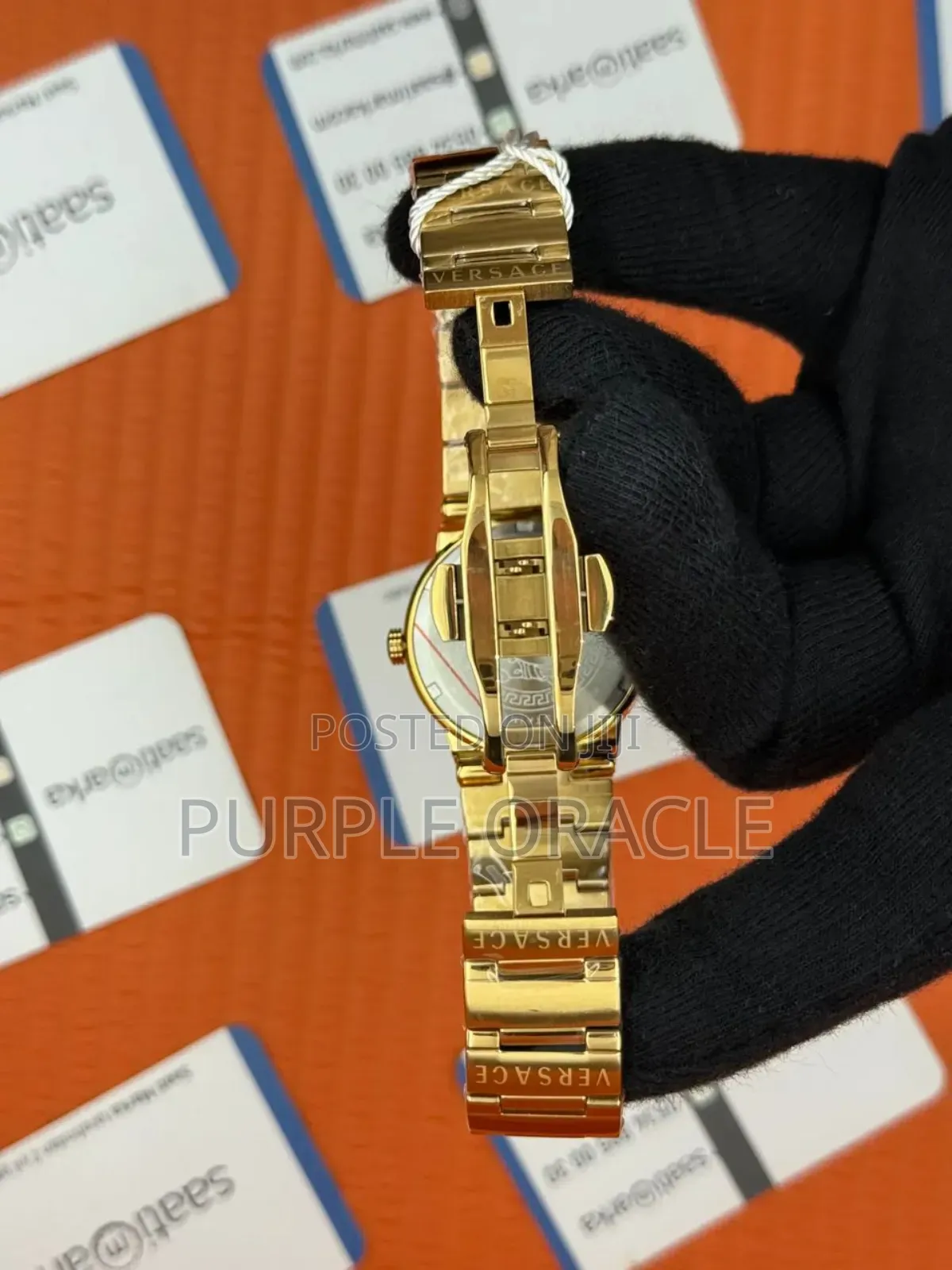 Versace Greca Green Dial Gold Steel Strap Ladies Watch Vevh00720