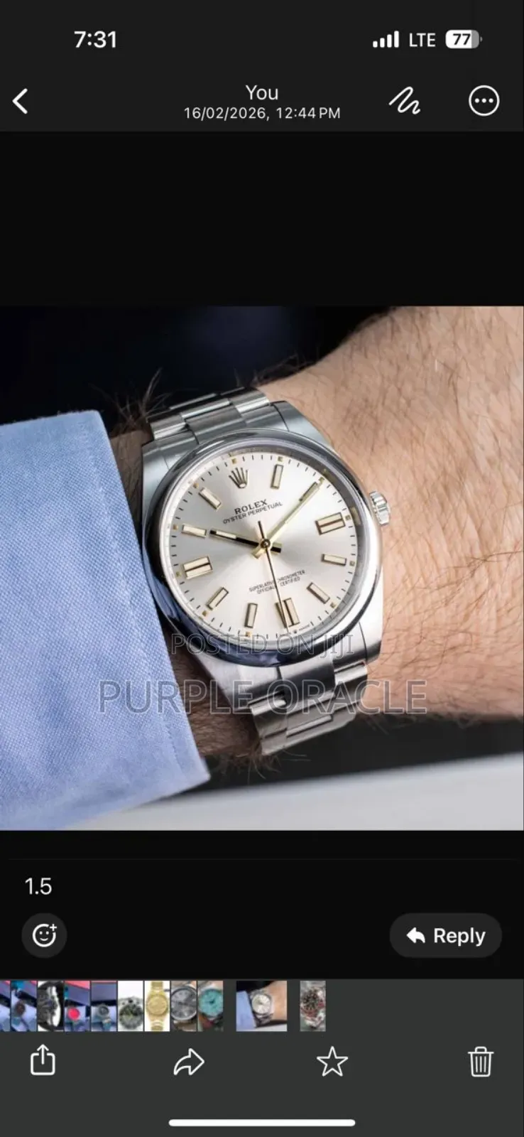 Rolex Oyster Perpetual Men's Steel Dome Bezel Watch 134300.