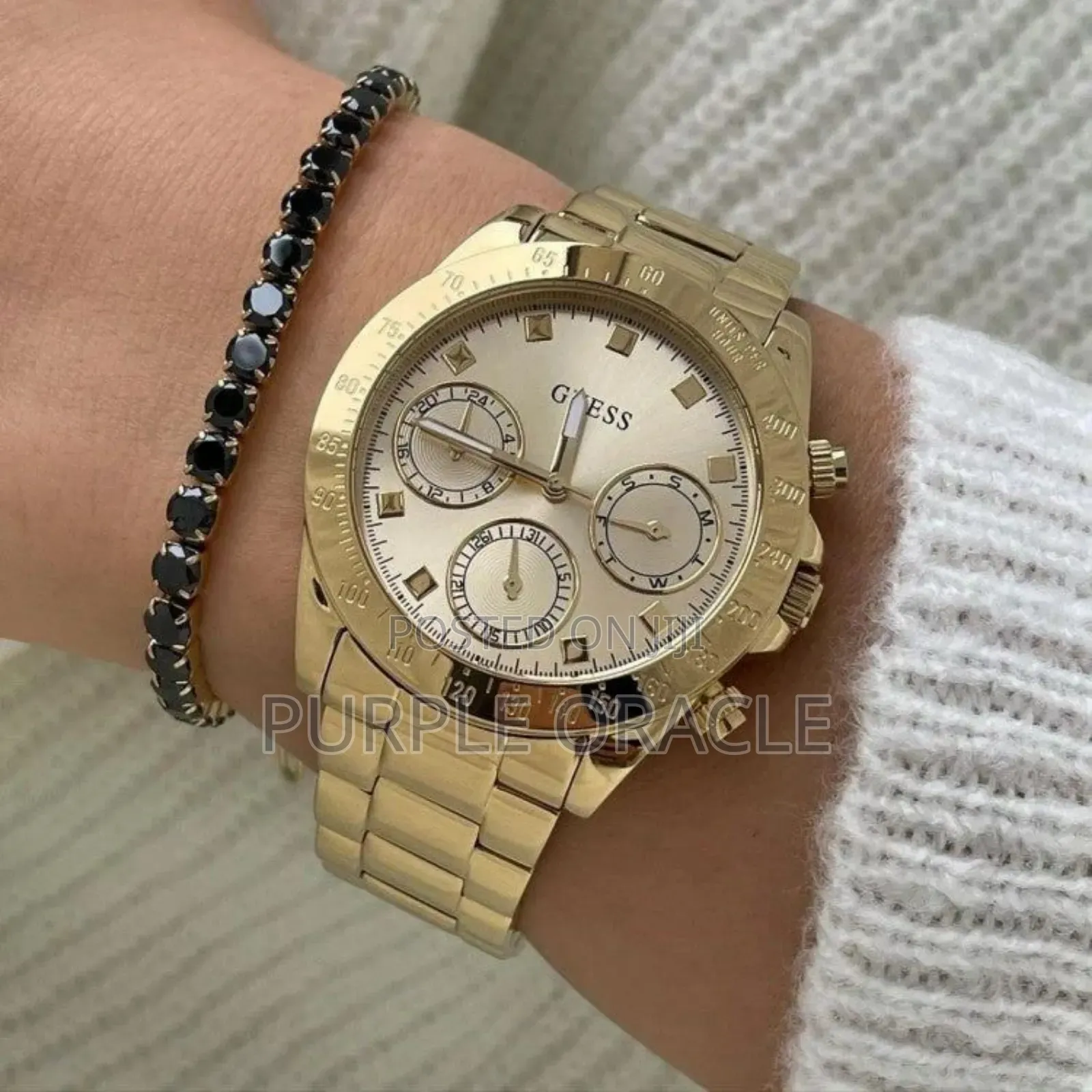 Guess Chronograph Men’S Watch Gold Plated Watch.