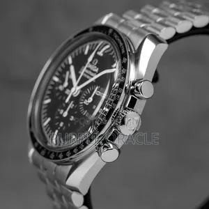 Omega Speedmaster Moonwatch Hesalite Silver Black Dial .