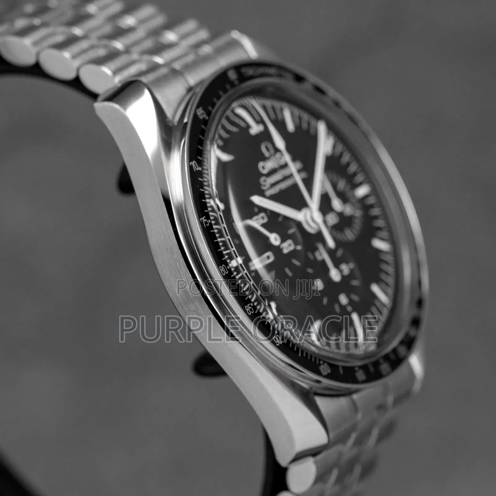 Omega Speedmaster Moonwatch Hesalite Silver Black Dial .