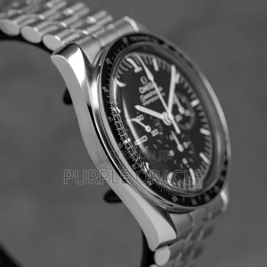 Omega Speedmaster Moonwatch Hesalite Silver Black Dial .