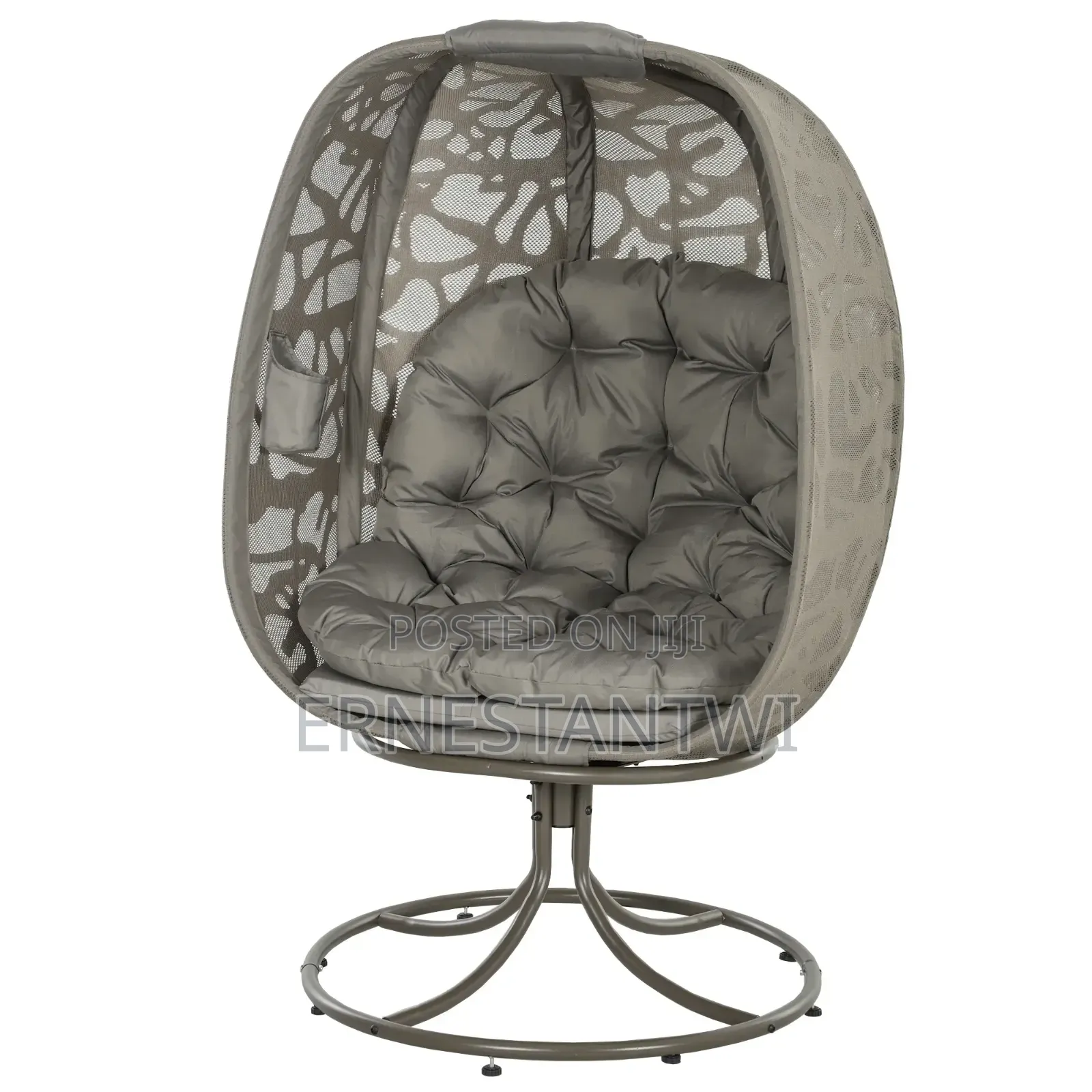 Outsunny Swivel Egg Chair With Cushions, Foldable Basket Seat From Uk