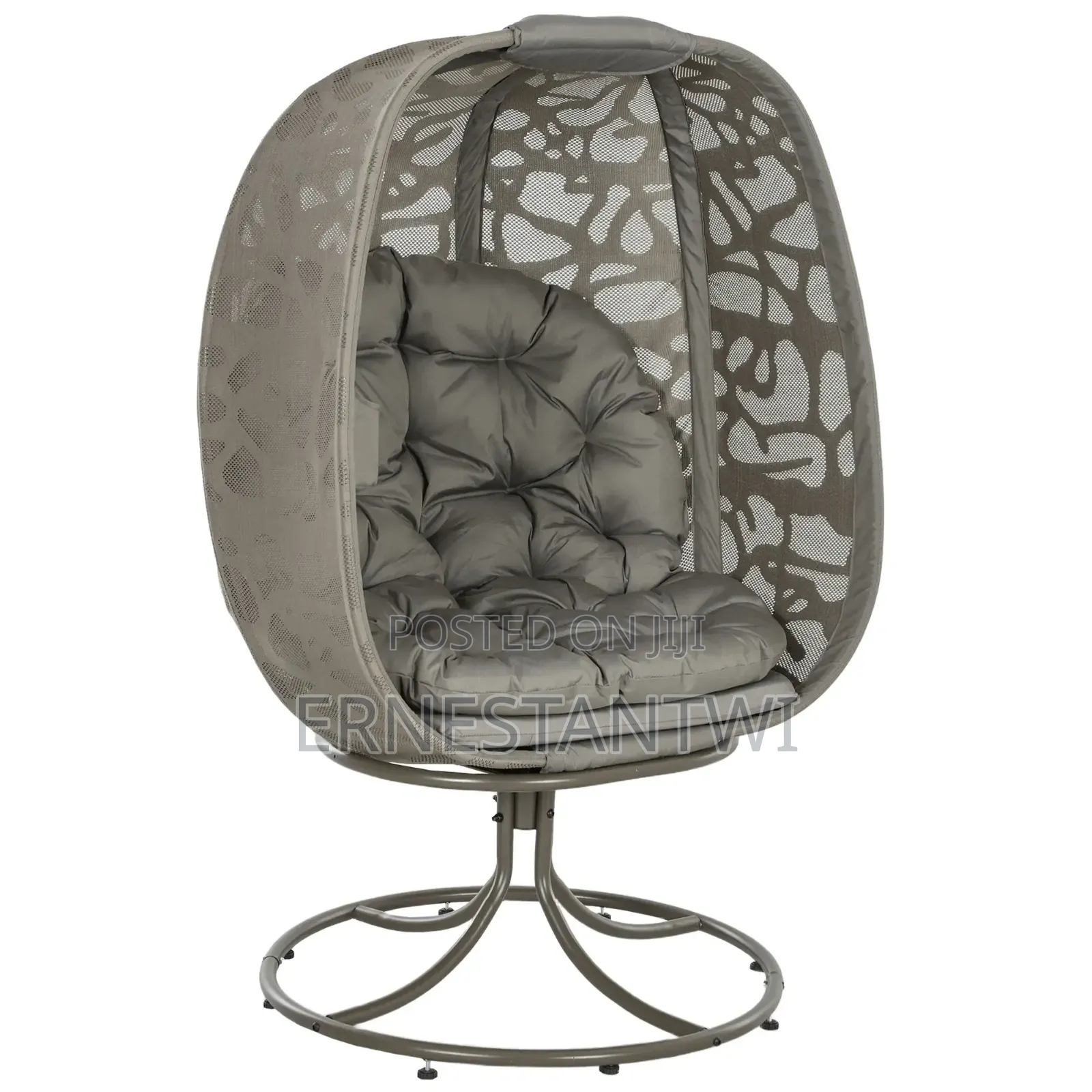 Outsunny Swivel Egg Chair With Cushions, Foldable Basket Seat From Uk