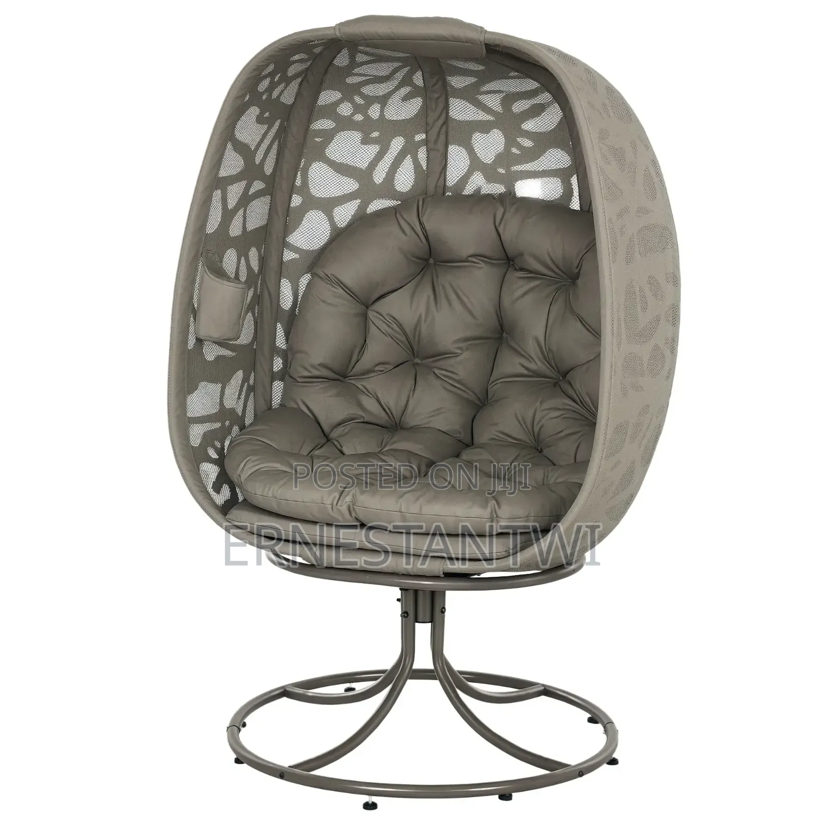 Outsunny Swivel Egg Chair With Cushions, Foldable Basket Seat From Uk