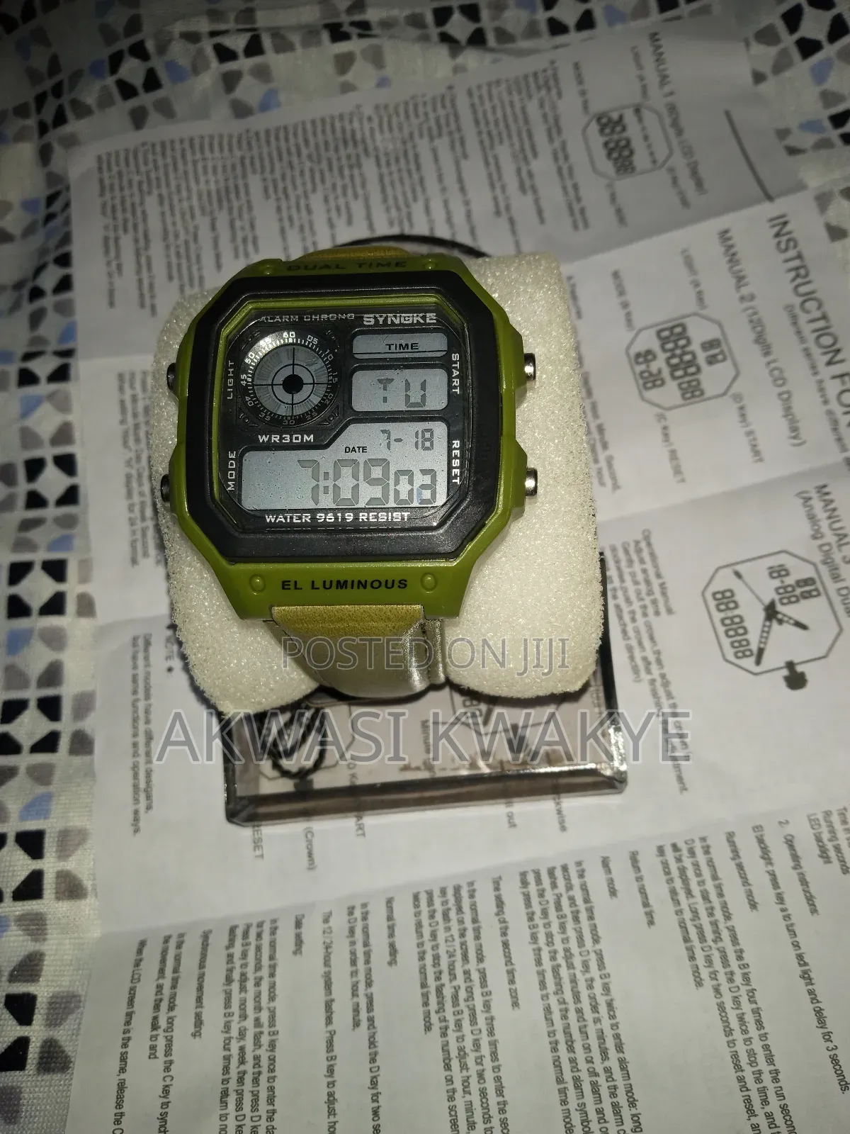 Synoke Watch Men Sports Multifunctional Waterproof Digital Watch