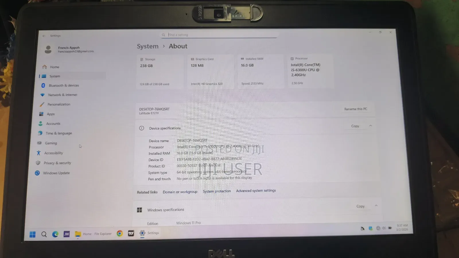 Laptop Dell Latitude E7270 16GB Intel Core i5 SSD 256GB