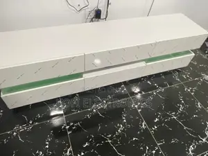 White Melamine High Gloss Tv Stand in White With Led Lighting
