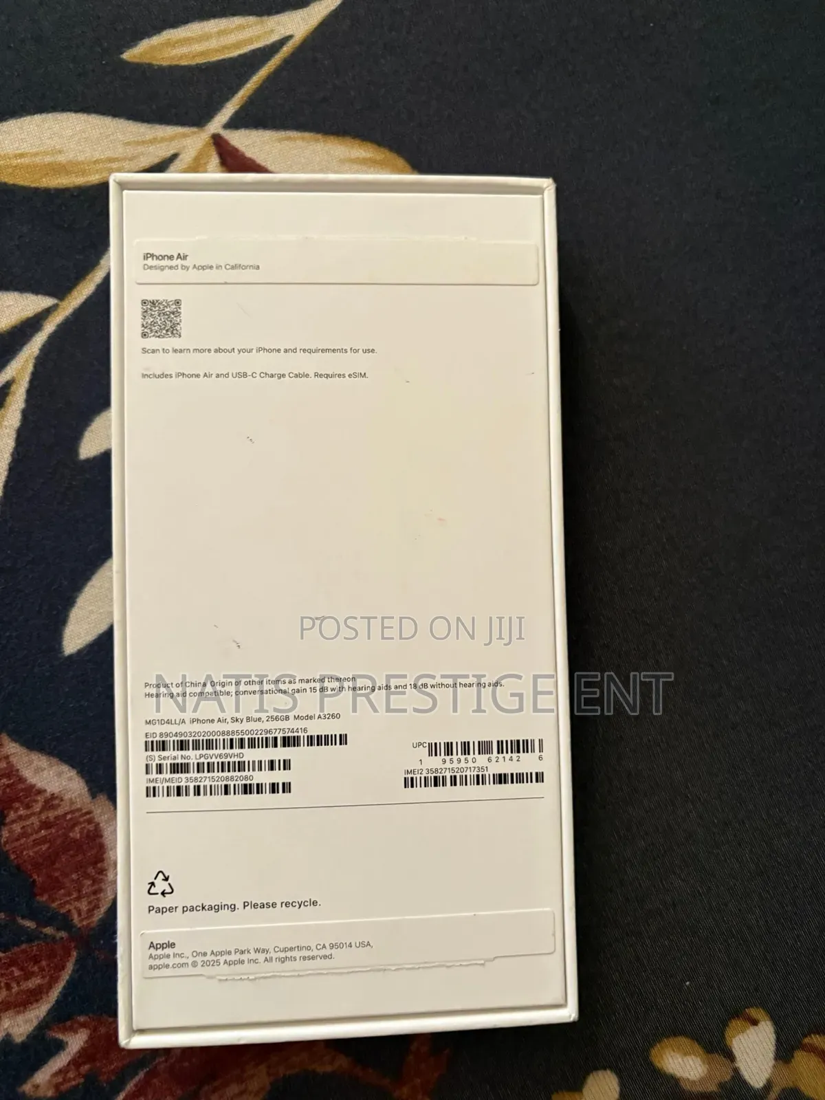 New Apple iPhone Air 256 GB Black