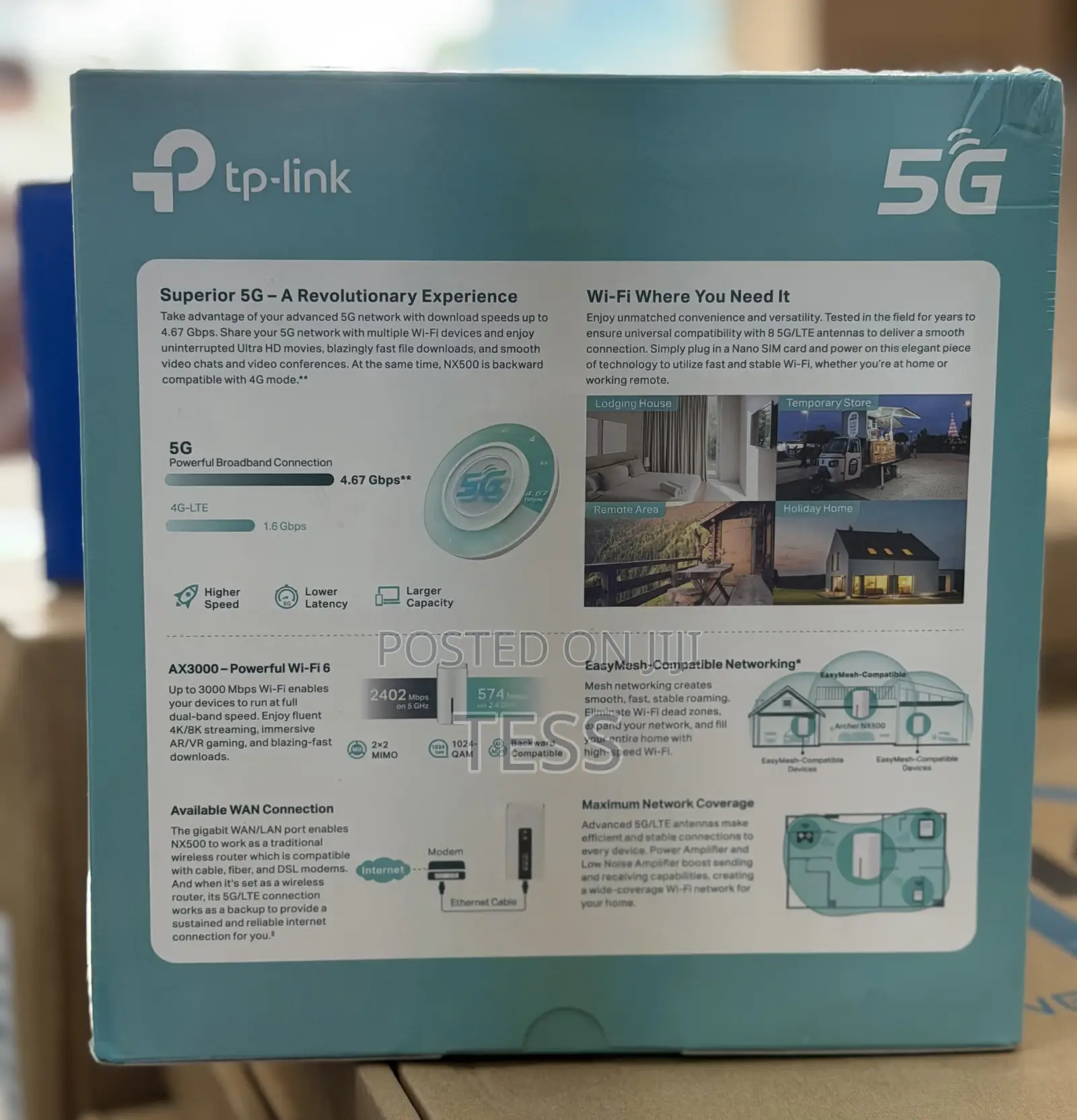 Tp-Link Archer 5g Sim Router Wifi6 Nx500 Ax3000mbps Dual-Band