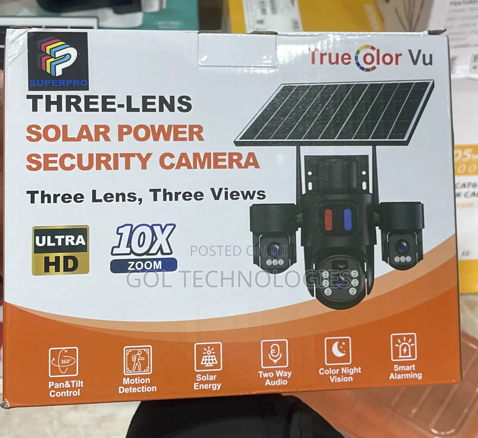 3-Lens Solar Wifi Power Security Camera Three Lens, Three Views 15mp