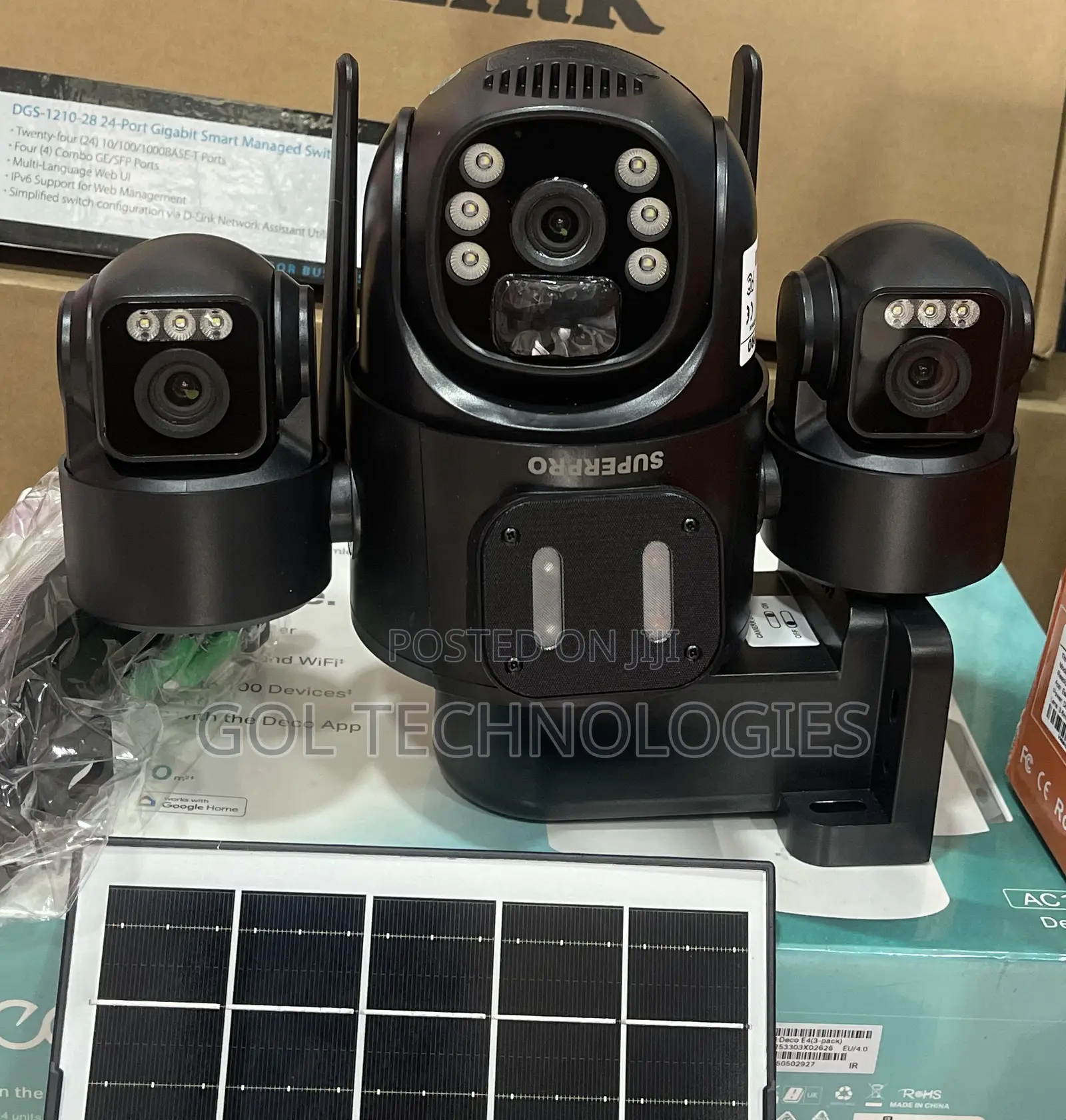 3-Lens Solar Wifi Power Security Camera Three Lens, Three Views 15mp