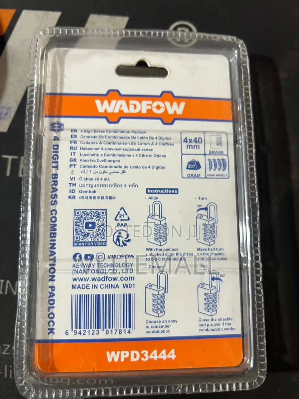 Wadfow 4-Digit Brass Combination Padlock, Model Wpd3444.