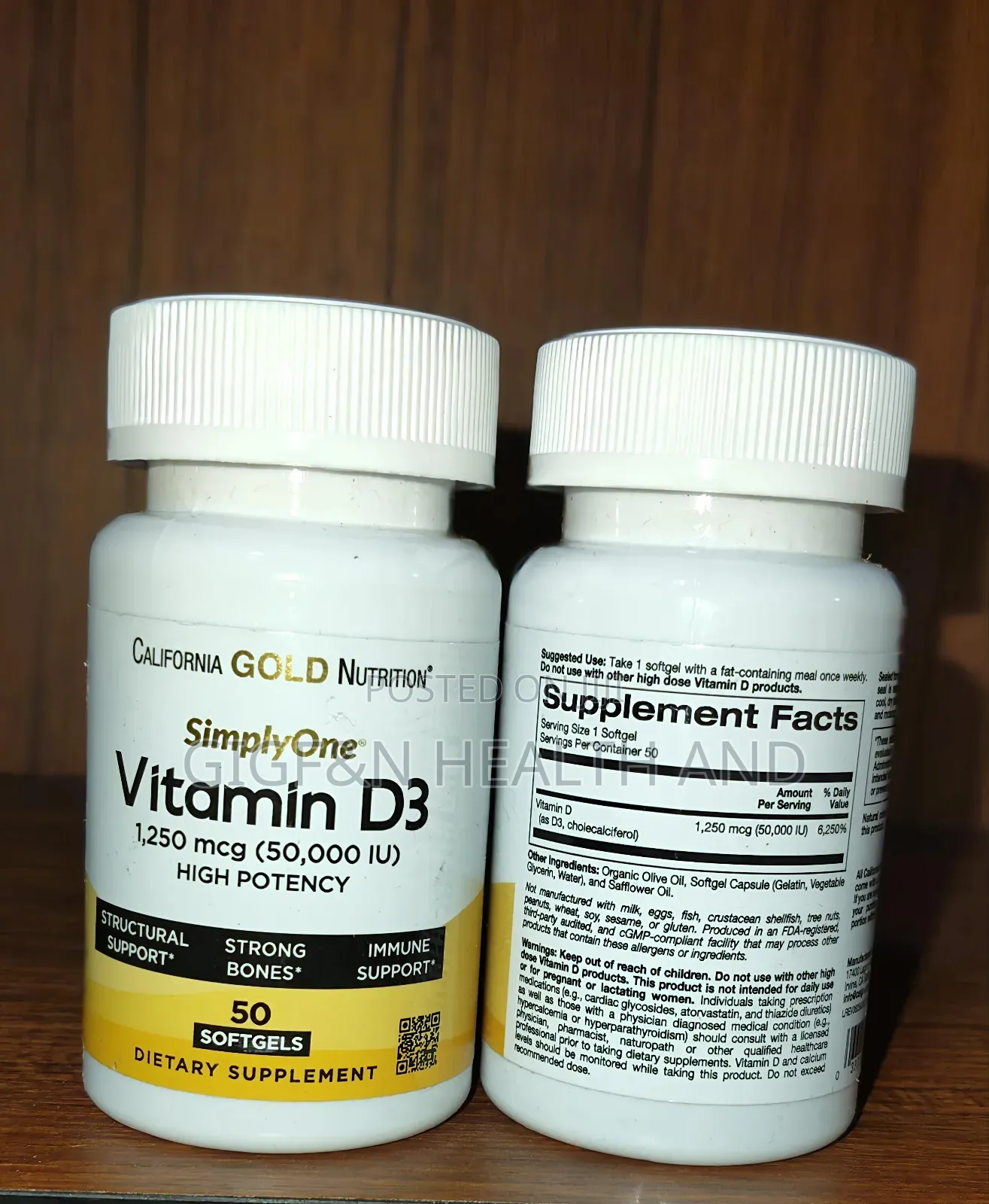 Vitamin D3, 1250mcg (50, 000iu), 50 Softgel