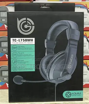 Tc-l750mv Full Size Stereo Pc Headset With Mic 40mm Driver Unts