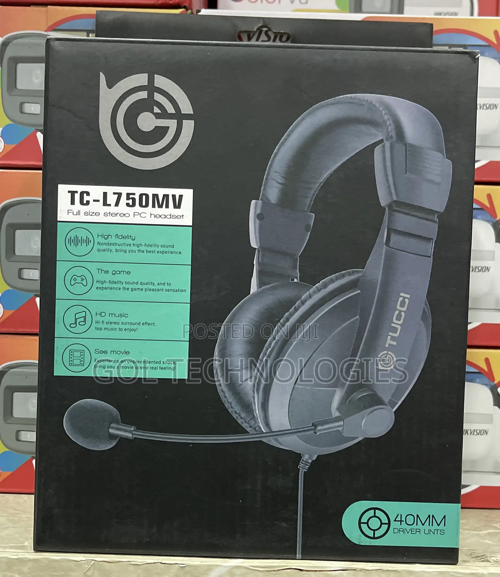 Tc-l750mv Full Size Stereo Pc Headset With Mic 40mm Driver Unts