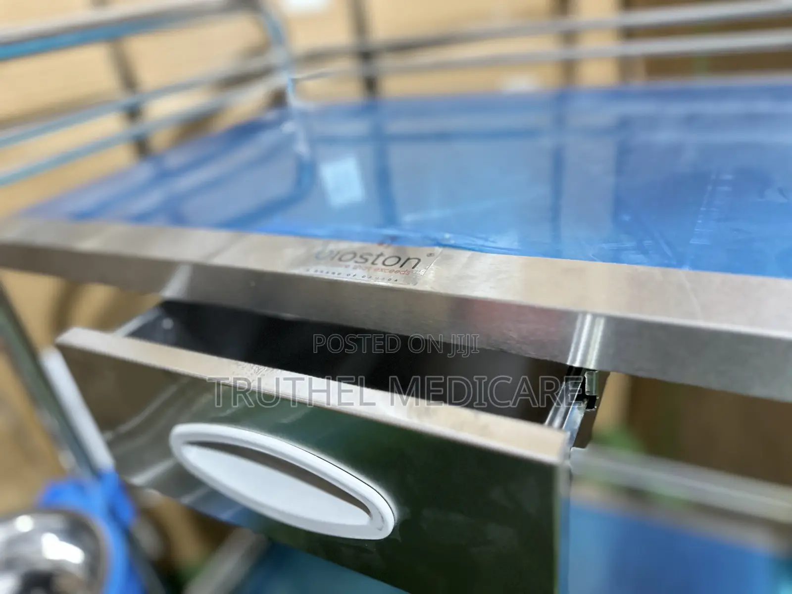 Stainless Medicine Trolley(2 Steps With Drawer)
