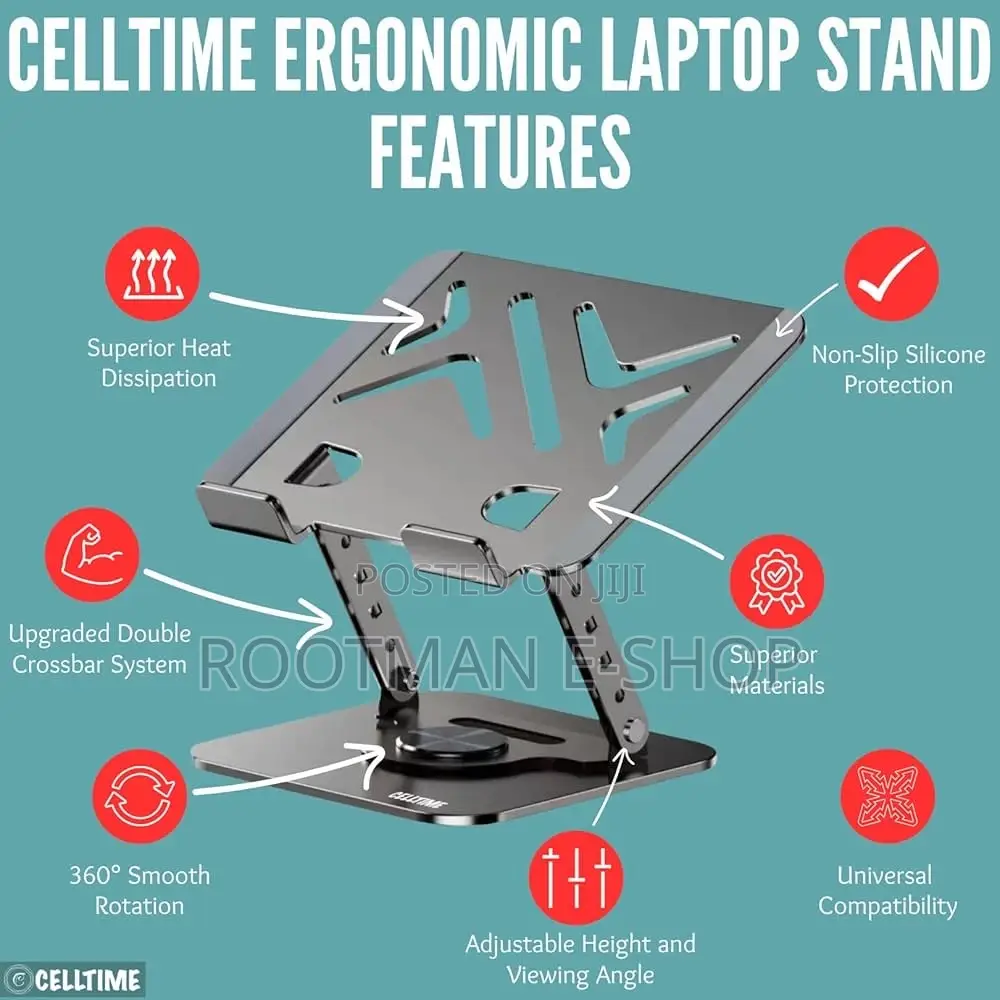 Ct Ergonomic 360 Rotatable Height Angle Adjustable Laptop Stand