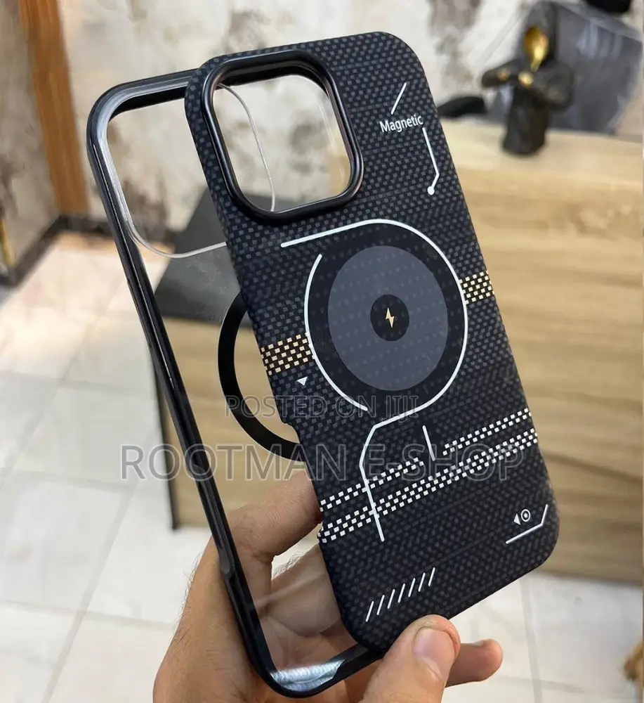 Ad Title: 2-Piece Magnetic Carbon Fiber iPhone Case (12 – 16 Pro Max)