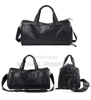 Genuine Leather Black Duffel Bag