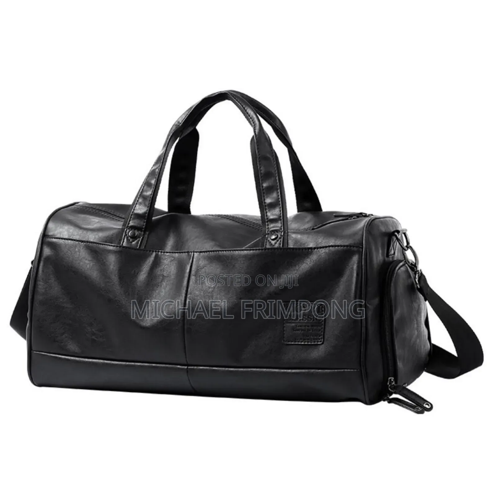 Genuine Leather Black Duffel Bag