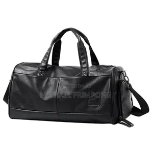 Genuine Leather Black Duffel Bag