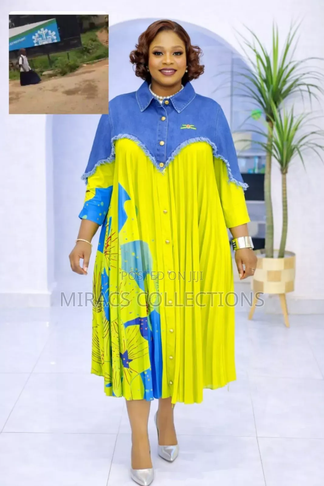 Denim Patch Work Pleat Dress
