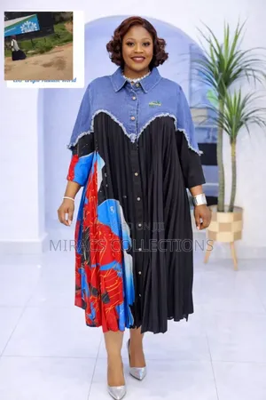Denim Patch Work Pleat Dress