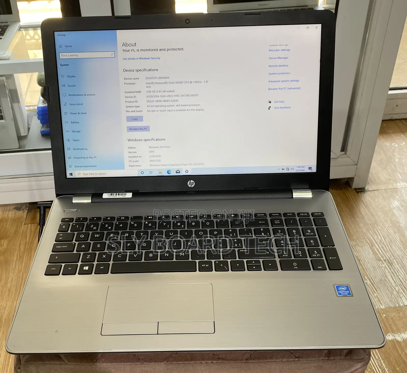 Laptop HP 250 G6 4GB Intel Pentium SSD 128GB