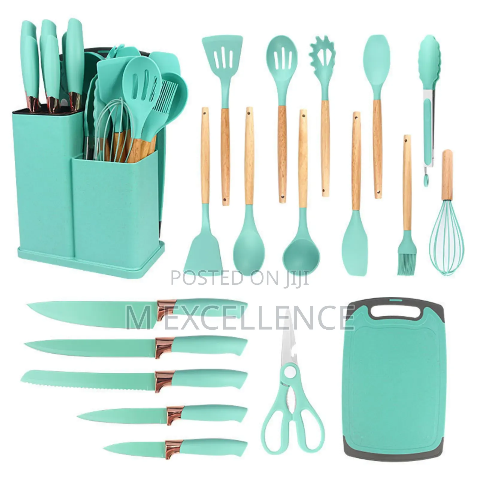 19 Set Sillicone Laddle Spoons and Knives