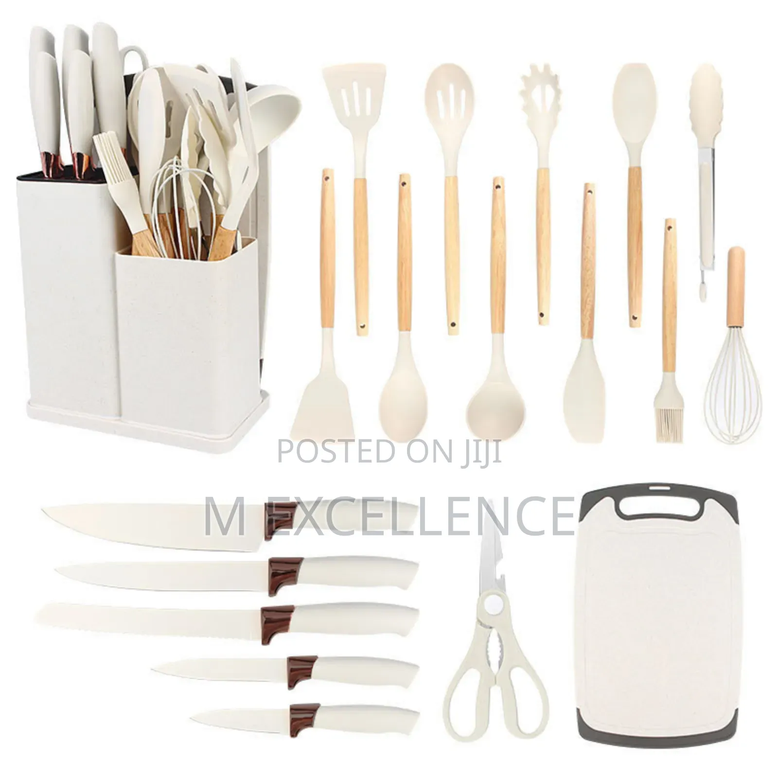 19 Set Sillicone Laddle Spoons and Knives